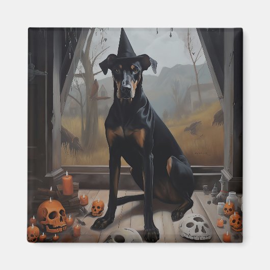 Doberman Pumpkins Halloween Beängstigend Magnet (Vorne)