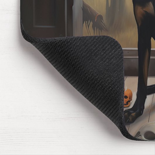 Doberman Pumpkins Halloween Beängstigend Mousepad (Ecke)