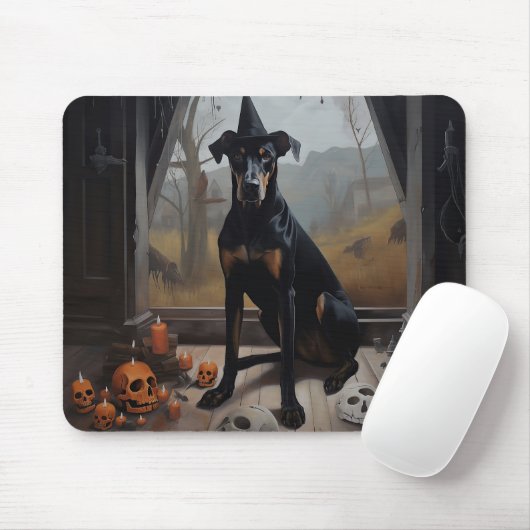 Doberman Pumpkins Halloween Beängstigend Mousepad (Mit Mouse)