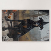 Doberman Pumpkins Halloween Beängstigend Puzzle (Horizontal)