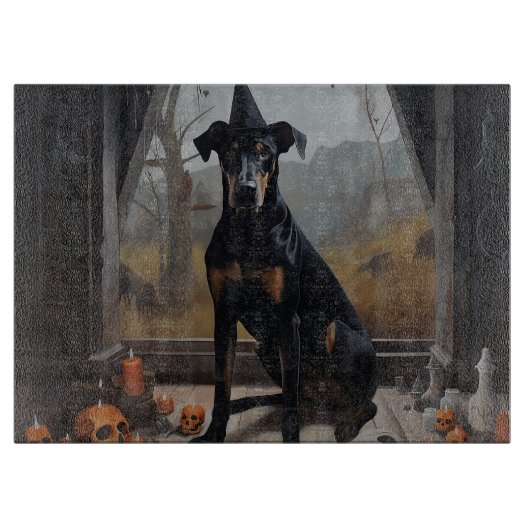 Doberman Pumpkins Halloween Beängstigend Schneidebrett (Vorderseite)