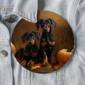 Doberman Puppy Autumn Delight Pumpkin Button (Beispiel)