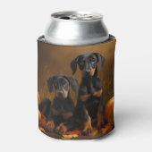 Doberman Puppy Autumn Delight Pumpkin Dosenkühler (Kanne Vorderseite)