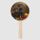 Doberman Puppy Autumn Delight Pumpkin Fächer (Rückseite)