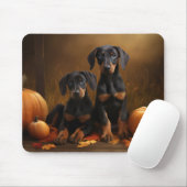 Doberman Puppy Autumn Delight Pumpkin Mousepad (Mit Mouse)