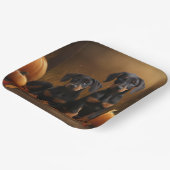 Doberman Puppy Autumn Delight Pumpkin Pappteller (Gewinkelt)