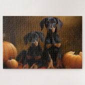 Doberman Puppy Autumn Delight Pumpkin Puzzle (Horizontal)
