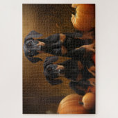 Doberman Puppy Autumn Delight Pumpkin Puzzle (Vertikal)