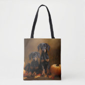 Doberman Puppy Autumn Delight Pumpkin Tasche (Vorderseite)