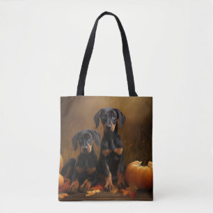 Doberman Puppy Autumn Delight Pumpkin Tasche