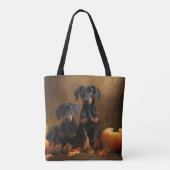 Doberman Puppy Autumn Delight Pumpkin Tasche (Rückseite)