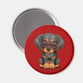 Doberman Puppy Hund mit Reading Glasses, rot Magnet (Vorderseite/Rückseite)
