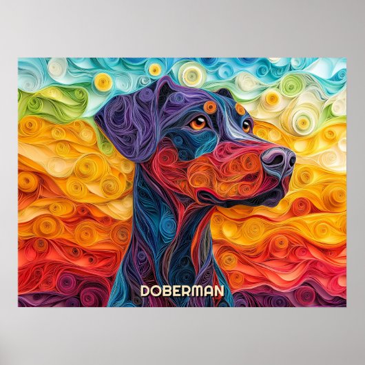 Doberman Quilling Art Dog Portrait Poster (Vorne)