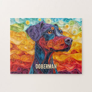 Doberman Quilling Art Dog Portrait Puzzle