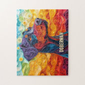 Doberman Quilling Art Dog Portrait Puzzle (Vertikal)