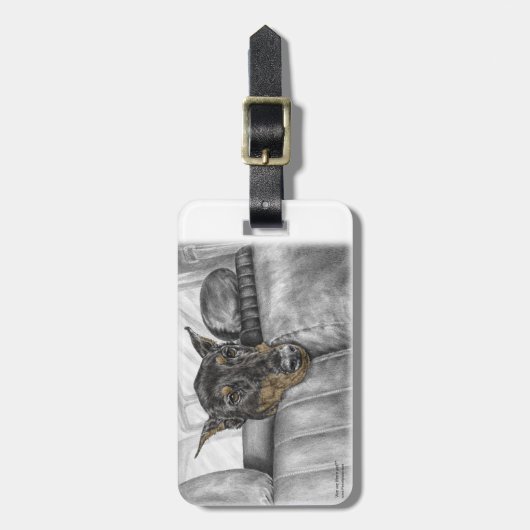 Doberman Riding im Auto Gepäckanhänger (Vorderseite vertikal)