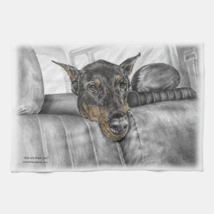 Doberman Riding im Auto Geschirrtuch