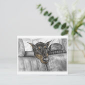 Doberman Riding im Auto Postkarte (Stehend Vorderseite)