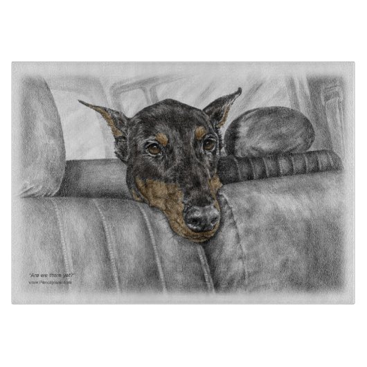 Doberman Riding im Auto Schneidebrett (Vorderseite)