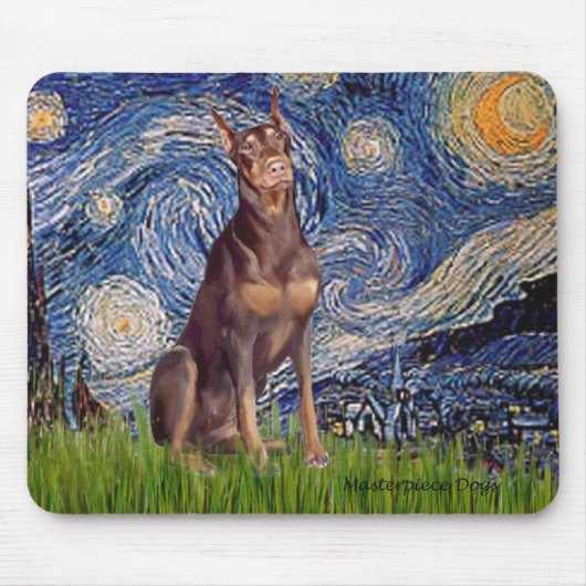 Doberman (rot) - Starry Night Mousepad (Vorne)