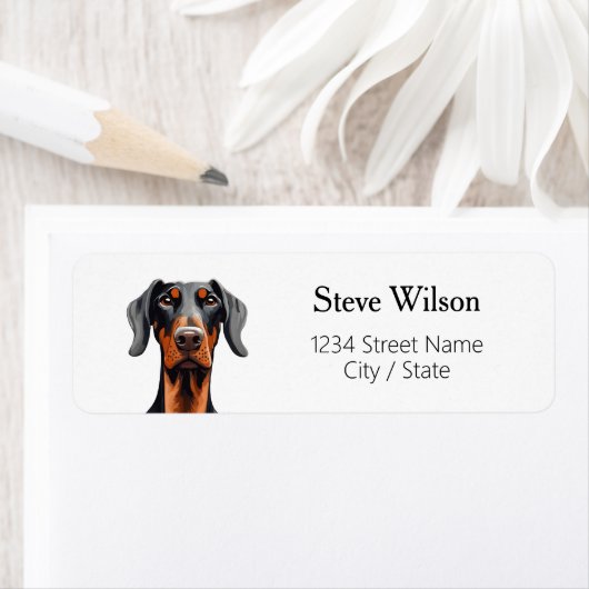 Doberman Rücksendeadressen-Aufklebers (Insitu)