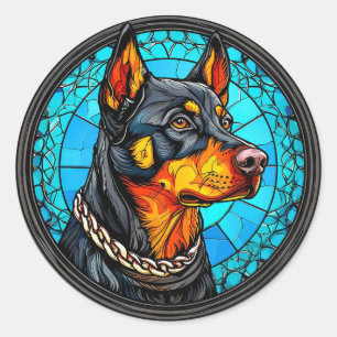 Doberman Runder Aufkleber