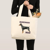 Doberman (schwarz) Mama 4 Jumbo Stoffbeutel (Vorderseite (Produkt))