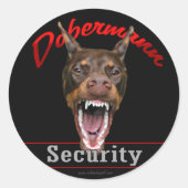 Doberman Security Runder Aufkleber (Vorderseite)