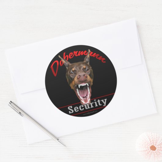 Doberman Security Runder Aufkleber (Umschlag)