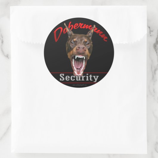 Doberman Security Runder Aufkleber (Tasche)