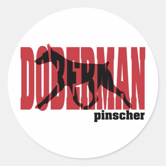 Doberman-Silhouette, bewegt Runder Aufkleber (Vorderseite)