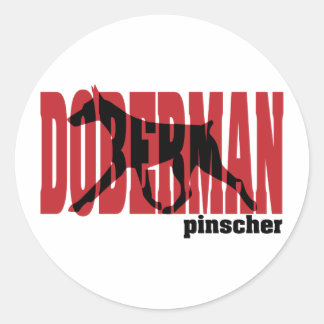 Doberman-Silhouette, bewegt Runder Aufkleber