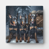 Doberman Snowy Sleigh Weihnachtsdekor Fotoplatte (Vorderseite)