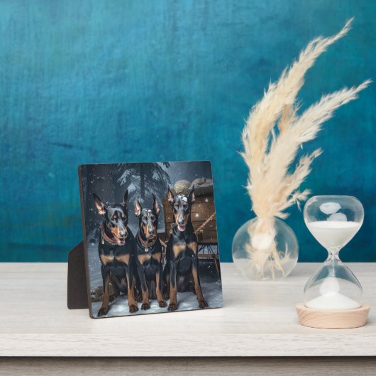 Doberman Snowy Sleigh Weihnachtsdekor Fotoplatte (InSitu)