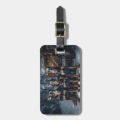 Doberman Snowy Sleigh Weihnachtsdekor Gepäckanhänger (Vorderseite vertikal)