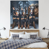 Doberman Snowy Sleigh Weihnachtsdekor Leinwanddruck (Insitu (Schlafzimmer))