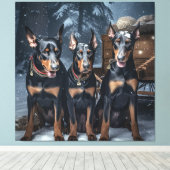 Doberman Snowy Sleigh Weihnachtsdekor Leinwanddruck (Insitu (Holzboden))