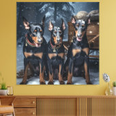 Doberman Snowy Sleigh Weihnachtsdekor Leinwanddruck (Insitu (Wohnzimmer))