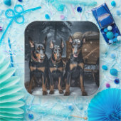 Doberman Snowy Sleigh Weihnachtsdekor Pappteller (Party)