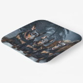 Doberman Snowy Sleigh Weihnachtsdekor Pappteller (Gewinkelt)