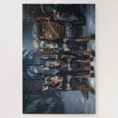 Doberman Snowy Sleigh Weihnachtsdekor Puzzle (Vertikal)