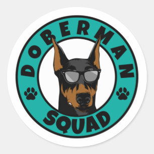 Doberman Squad Runder Aufkleber
