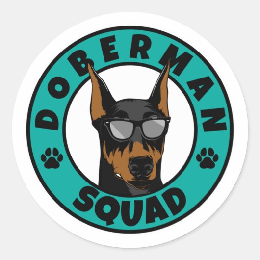 Doberman Squad Runder Aufkleber (Vorderseite)