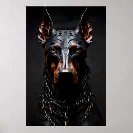 Doberman Steel Vibe Silhouette Vertical Poster