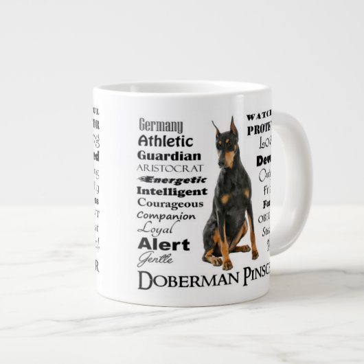 Doberman Traits Jumbo Tasse (Vorderseite Rechts)