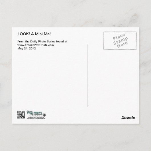 Doberman und Min Button - OK! Ein Mini-Ich! Postkarte (Rückseite)