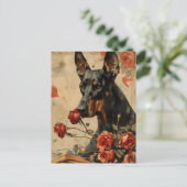 Doberman Vintag Valentinstag Postkarte (Stehend Vorderseite)