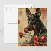 Doberman Vintag Valentinstag Postkarte (Vorne/Hinten)