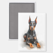 Doberman Watercolor Art Magnet (Vorderseite/Rückseite)