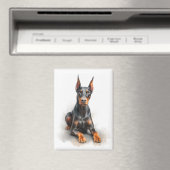 Doberman Watercolor Art Magnet (In Situ (Geschirrspüler))
